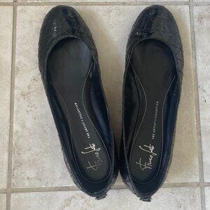 Franco Sarto Black Patent Quilted Flats, Size 12